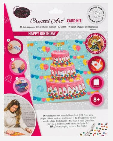 "HAPPY BIRTHDAY" 18 X 18CM CRYSTAL ART CARD