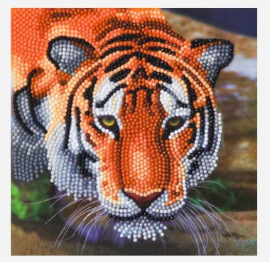 "TIGER" 18 X 18CM CRYSTAL ART CARD