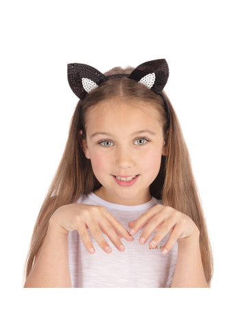 BLACK SEQUIN CAT EARS