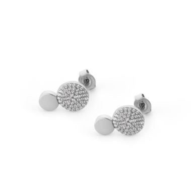 CIRCLE PAVE SILVER 2 CIRCLE EARRINGS