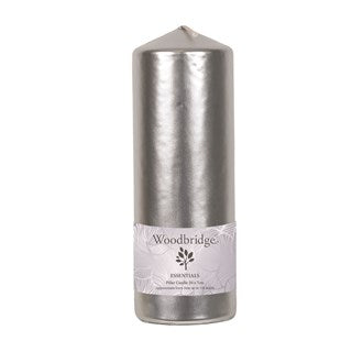 Unscented Pillar Candle (Silver Metal.)