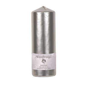 Unscented Pillar Candle (Silver Metal.)