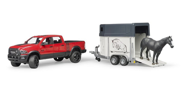 BRUDER WAGON WITH HORSE TRAILER & 1 HORSE