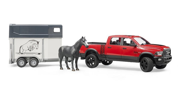 BRUDER WAGON WITH HORSE TRAILER & 1 HORSE