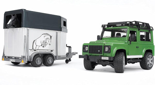 LAND ROVER DEFENDER WITH HORSE TRAILER AND HORSE