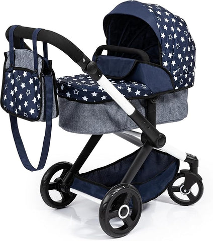 COMBI DOLLS PRAM XEO - NAVY WITH WHITE STARS