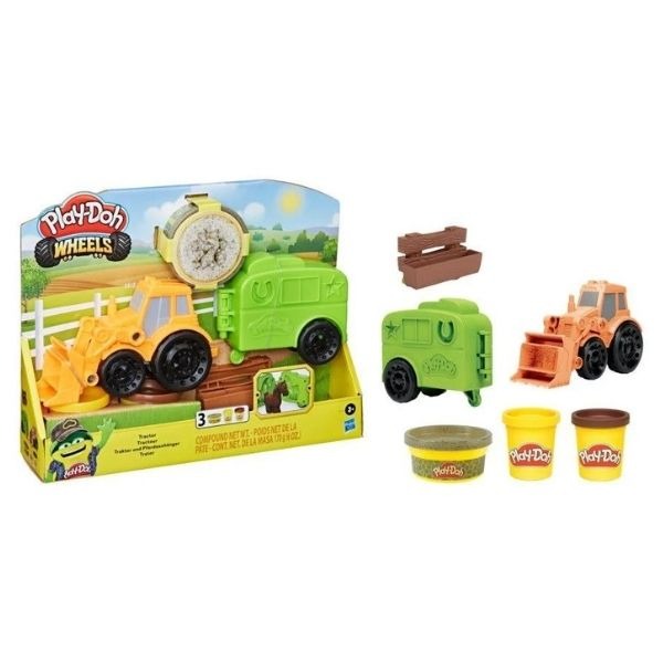 PLAYDOH WHEELS TRACTOR WITH HORSE TRAILER