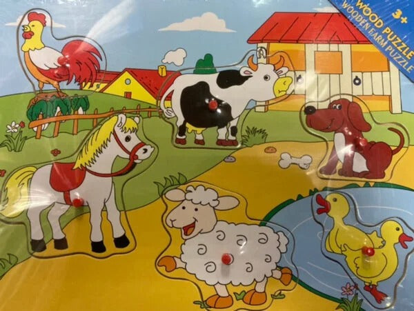 WOODEN FARM PUZZLE WITH PEG