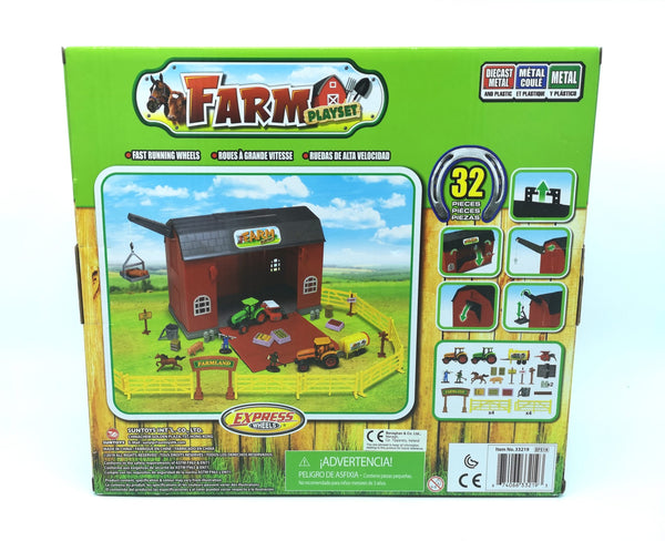 "EXPRESS WHEELS" 32pc BARN CARRY CASE FARM PLAYSET