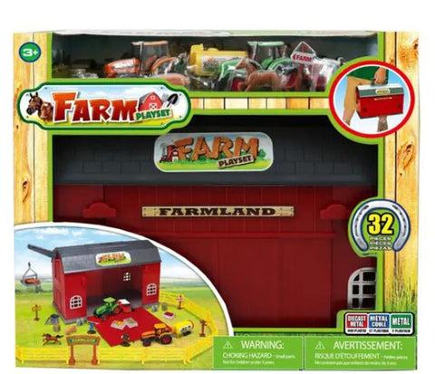 "EXPRESS WHEELS" 32pc BARN CARRY CASE FARM PLAYSET