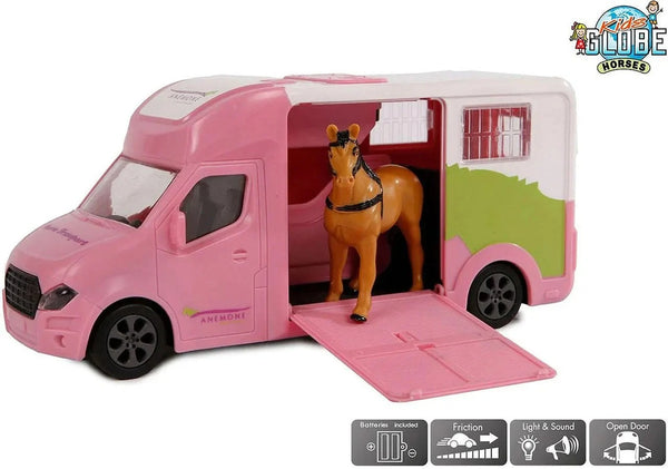 DIE CAST PINK TRACTOR & TRAILER WITH LIGHT & SOUND