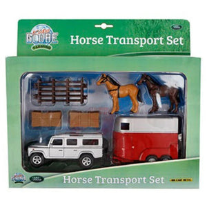 DIE CAST LANDROVER & HORSE TRAILER WITH ACCESSORIES