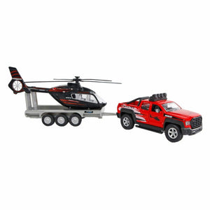 OFF-ROAD VEHICLE WITH TRAILER & HELICOPTER