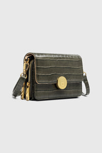 Small Patent Croc Print Cross Body Bag