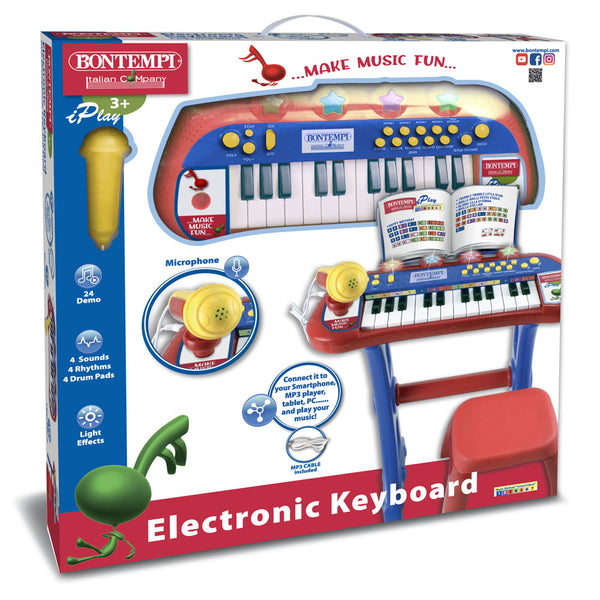 BONTEMPI ELECTRONIC KEYBOARD WITH LEGS, MICROPHONE AND STOOL
