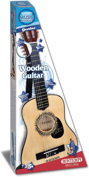 WOODEN GUITAR WITH SHOULDER STRAP