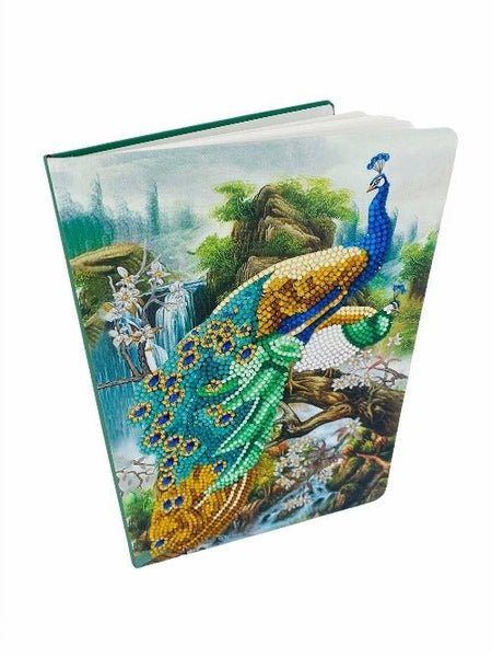 PEACOCK WATERFALL CRYSTAL ART NOTEBOOK