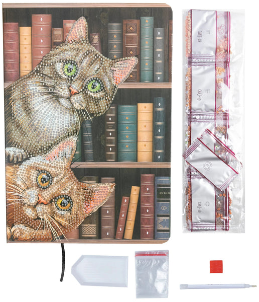 CATS IN THE LIBRARY CRYSTAL ART NOTEBOOK