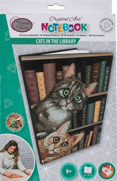 CATS IN THE LIBRARY CRYSTAL ART NOTEBOOK