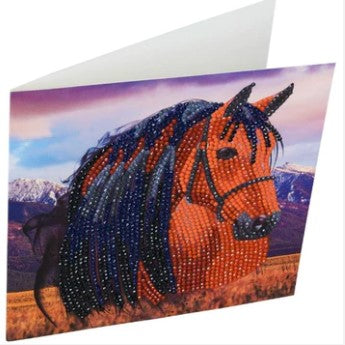 "HORSE" 18 X 18CM CRYSTAL ART CARD