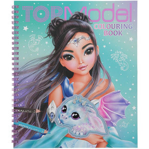 TOP MODEL COLORING BOOK WITH SEQUINS - DRAGON LOVE
