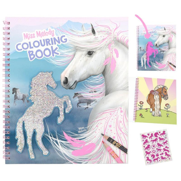 MISS MELODY COLOURING BOOK WITH REVERSIBLE SEQUINS