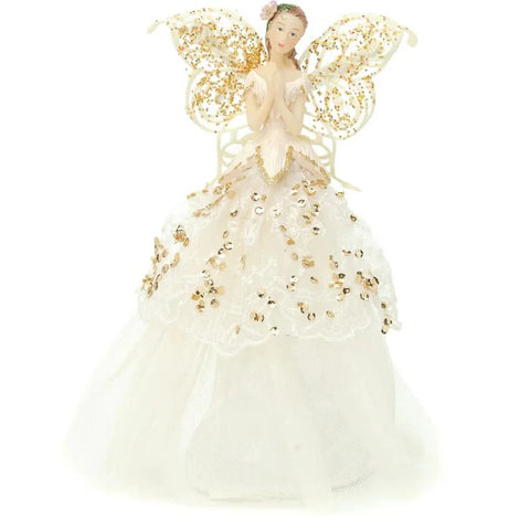 23cm Angel Tree Topper - Gold & Cream