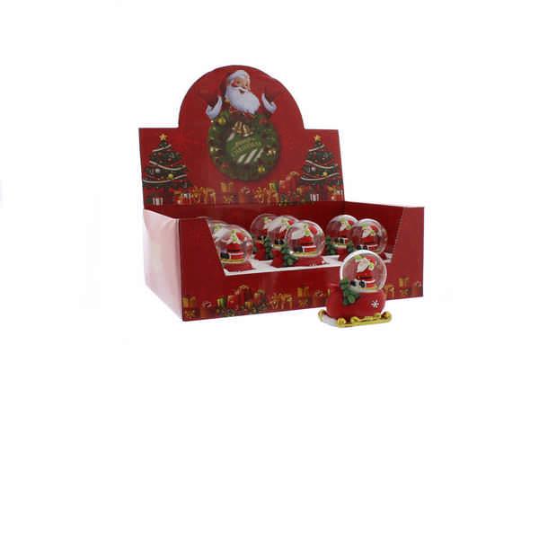 7cm Santa Snowglobe Red Sleigh