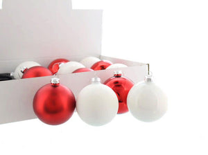 8cm 2 Asstd Red/White Glass Ball