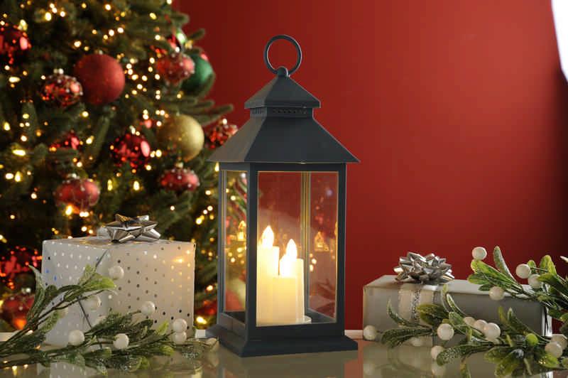 31cm Blue Lantern with Bo Candles