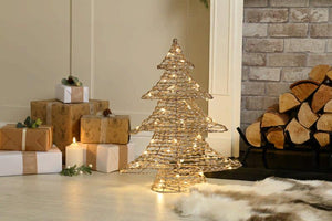 60cm BO Lit Champagne Gold Tree