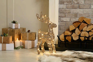 55cm BO Lit Champagne Gold Reindeer