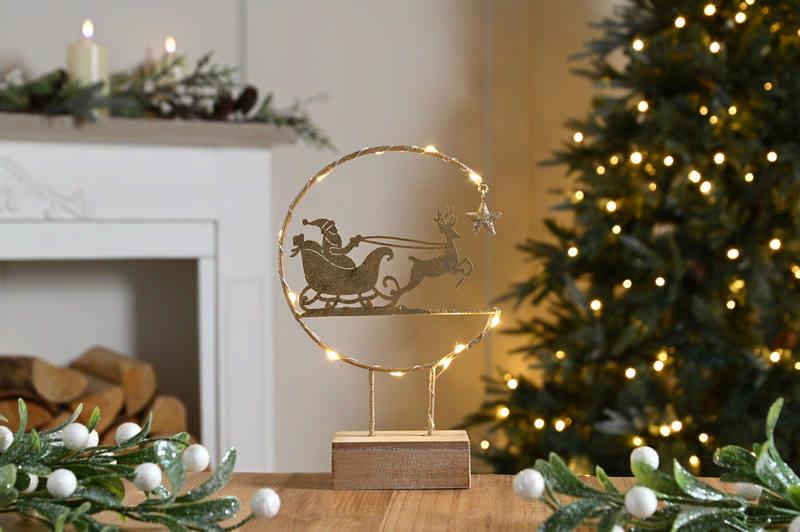 23cm BO Lit Gold Metal Ring with Reindee