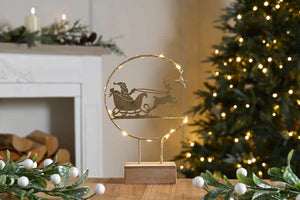 23cm BO Lit Gold Metal Ring with Reindee