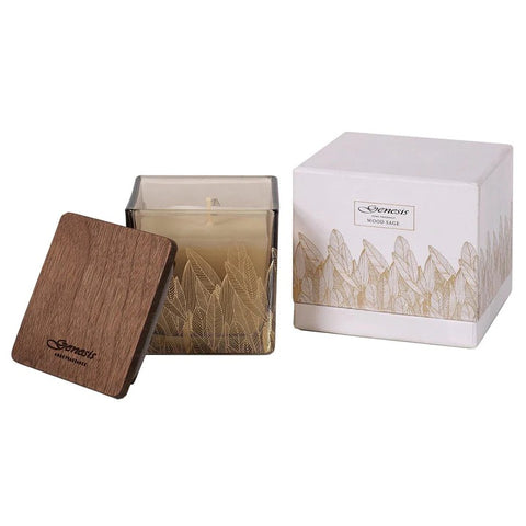 WOOD SAGE SQUARE SMALL CANDLE