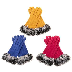Faux Fur Elegant Gloves (Two Tone)