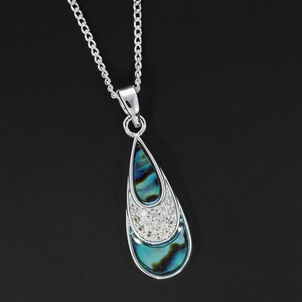Paua Shell Teardrop Necklace (Silver Plated)