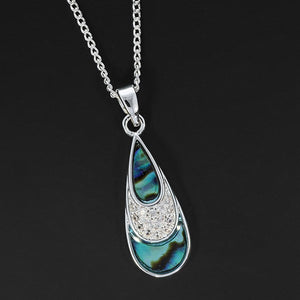 Paua Shell Teardrop Necklace (Silver Plated)