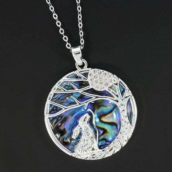 Paua Shell Moongazer Necklace (Silver Plated)