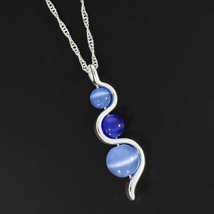 Moonstone Ripple Necklace Blue (Silver Plated)