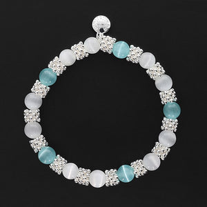 Moonstone Ornate Bracelet Aqua (Silver Plated)