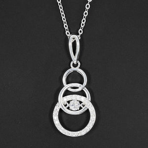 Moving Crystals Circles Necklace (Silver Plated)