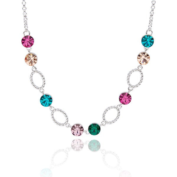 Glam Rox Sparkle Rings Necklace (Silver Plated)