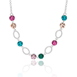 Glam Rox Sparkle Rings Necklace (Silver Plated)