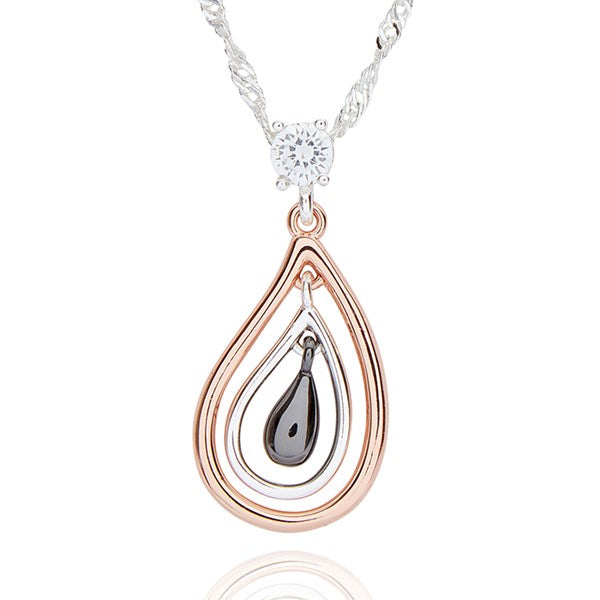 Modern Teardrop Necklace (Mixed Metal)
