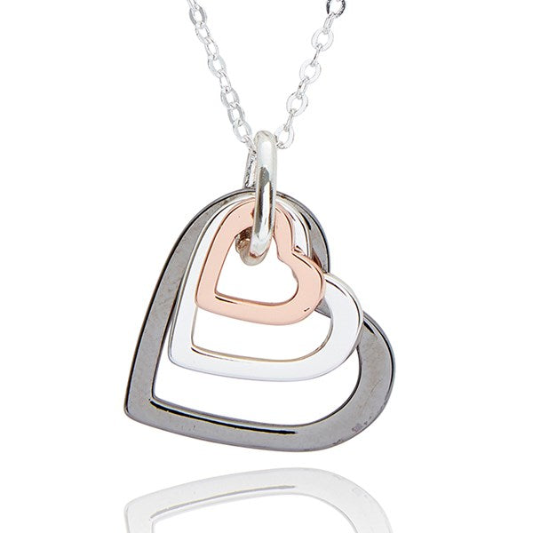Triple Heart Necklace (Mixed Metal)