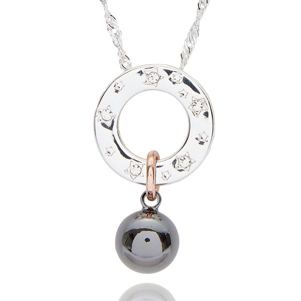 Circle Hanging Ball Necklace (Mixed Metal)