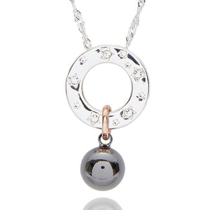 Circle Hanging Ball Necklace (Mixed Metal)