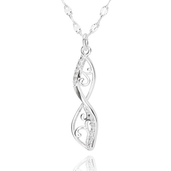 Filigree Modern Twist Necklace (Silver Plated)