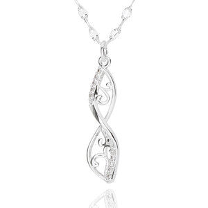 Filigree Modern Twist Necklace (Silver Plated)